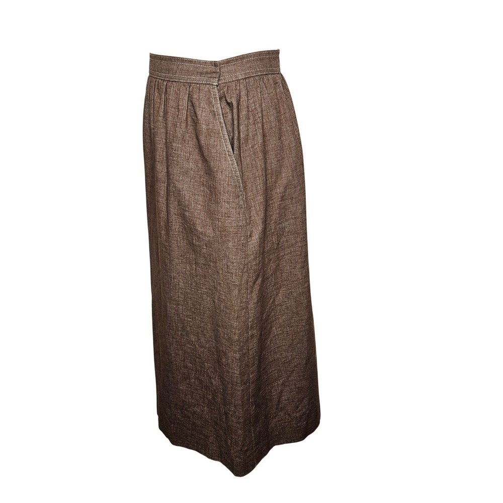 Vintage Country Suburbans Brown Textured Midi Skirt Made in USA ILGWU Size Sm - Picture 4 of 7
